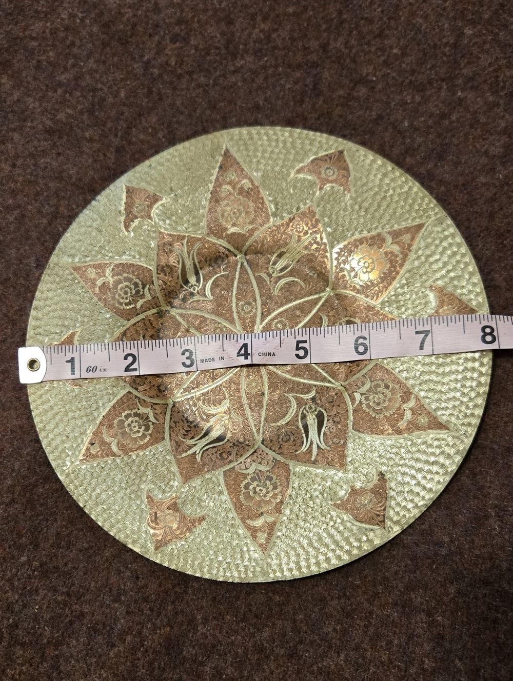 Copper Vintage Decorative Wall Plate 8in Very Pretty Textured